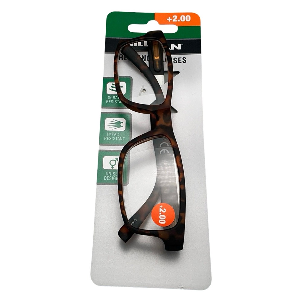 Hillman Unisex Tortoise Shell Reading Glasses +2.00 Strength 86026